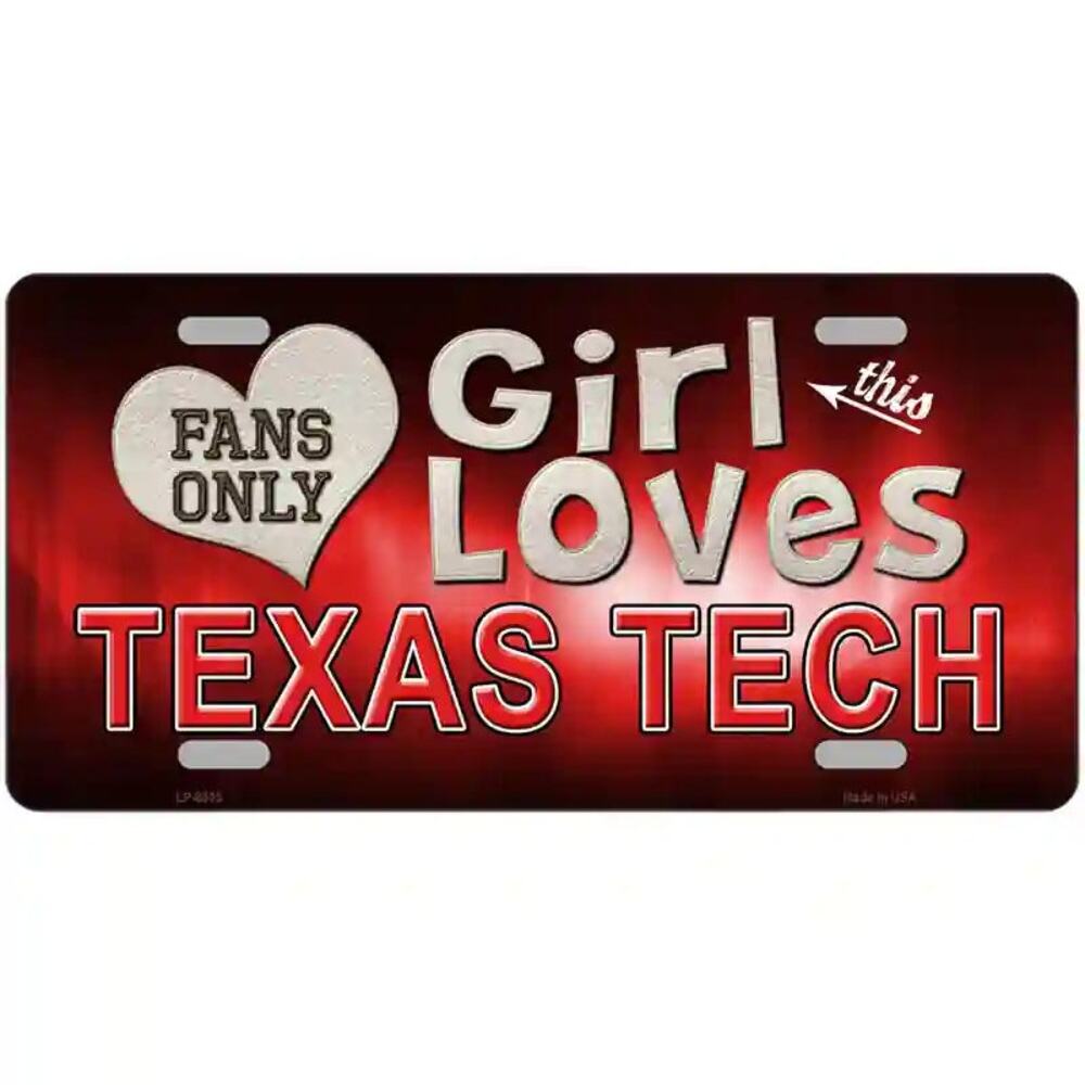 This Girl Loves Her Texas Tech Raiders License Plate NCAA Metal Auto Sign